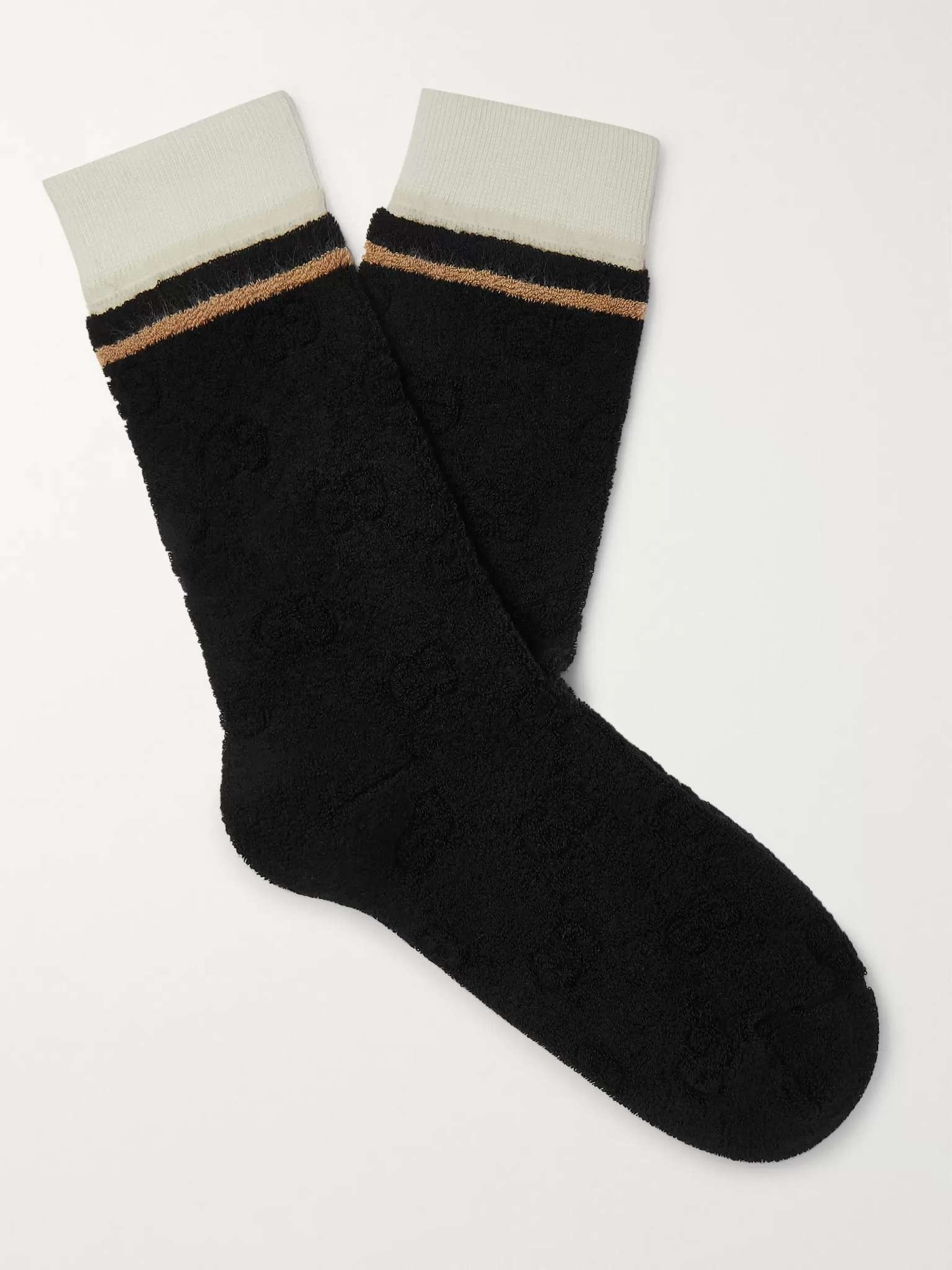 Striped Logo-Embossed Cotton-Blend Jacquard Socks - 1