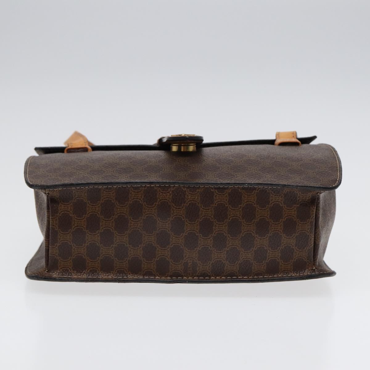 CELINE Macadam Canvas Hand Bag Pvc Leather Brown Gold - 5