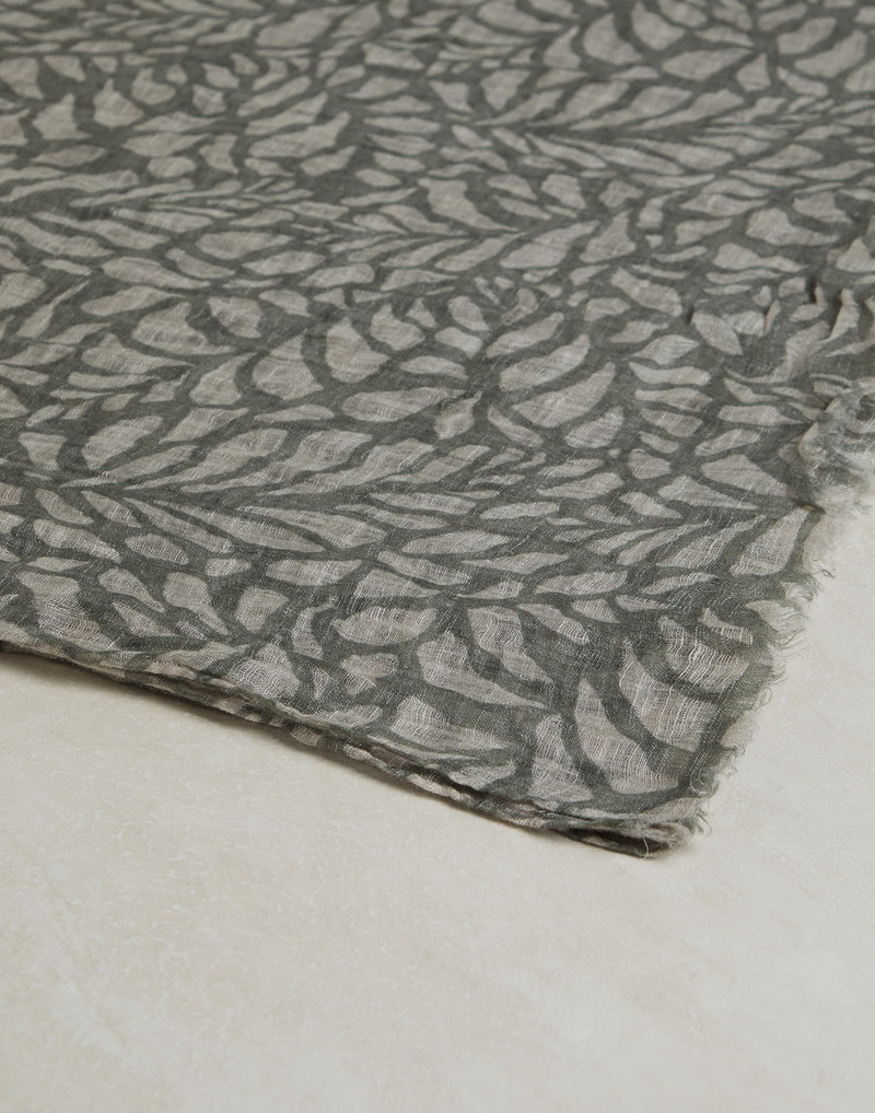 Brunello Cucinelli Ramage print linen scarf outlook