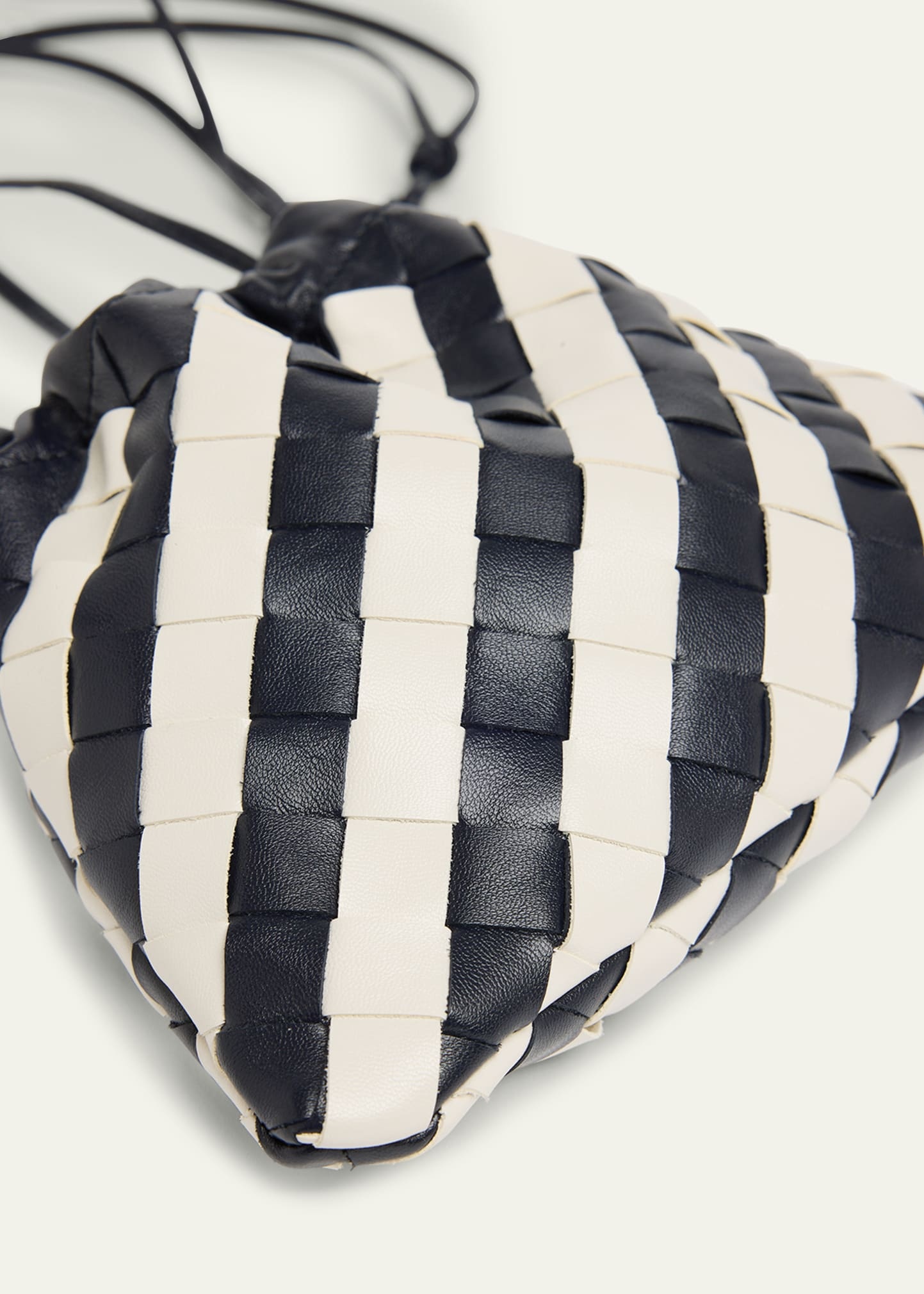 Small Striped Leather Pouch Crossbody Bag - 5