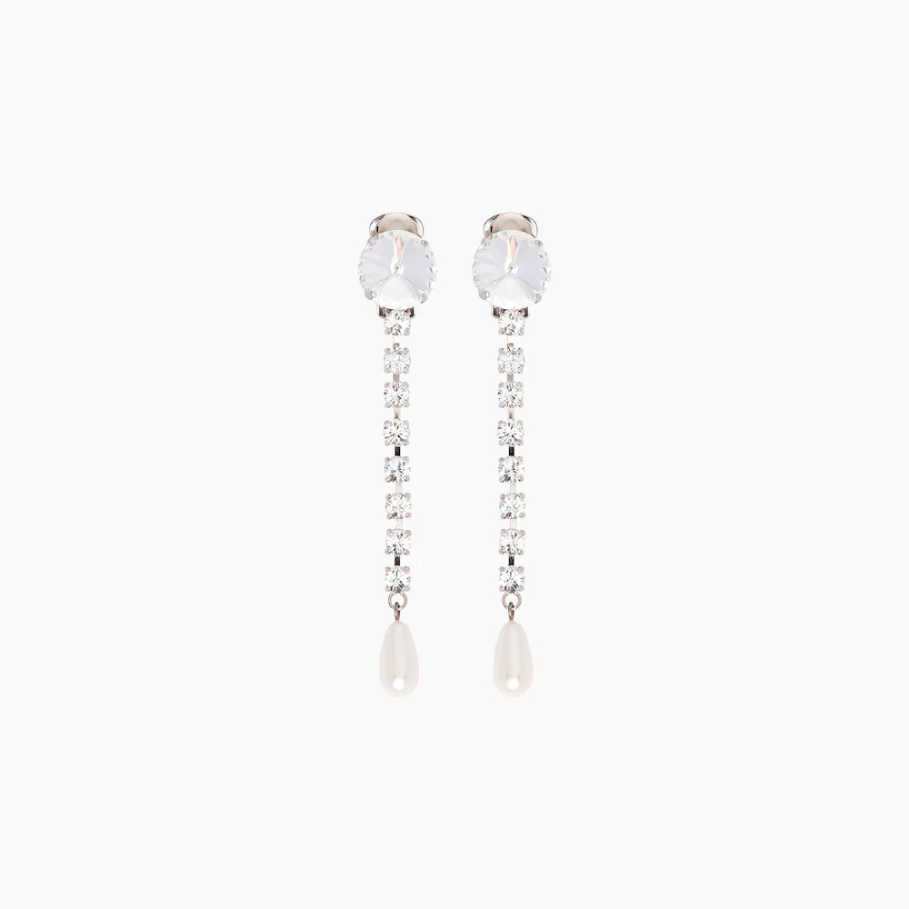 Crystal and pearl pendant earrings - 1