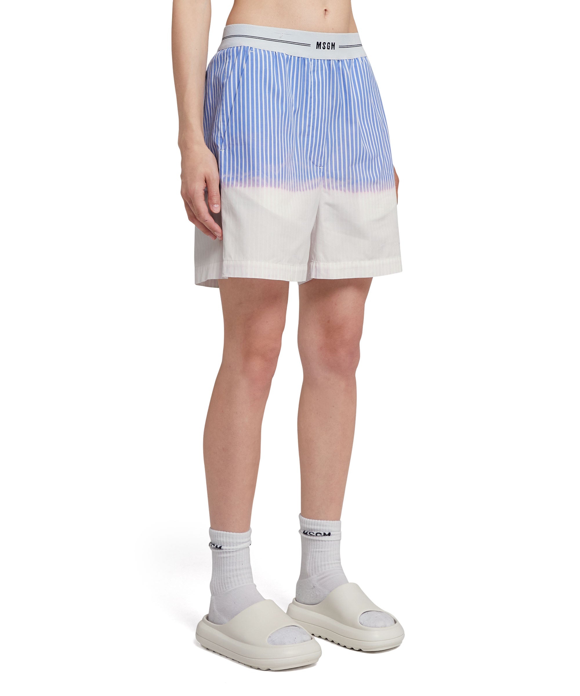 Poplin shorts with waistband logo and faded treatment - 4