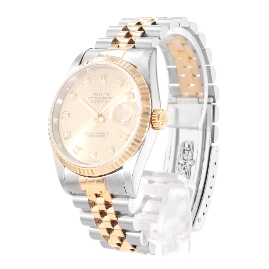 Pre-owned Rolex Datejust 36 Automatic Chronometer Diamond Champagne Dial Men's Watch 16233 CDJ - 4