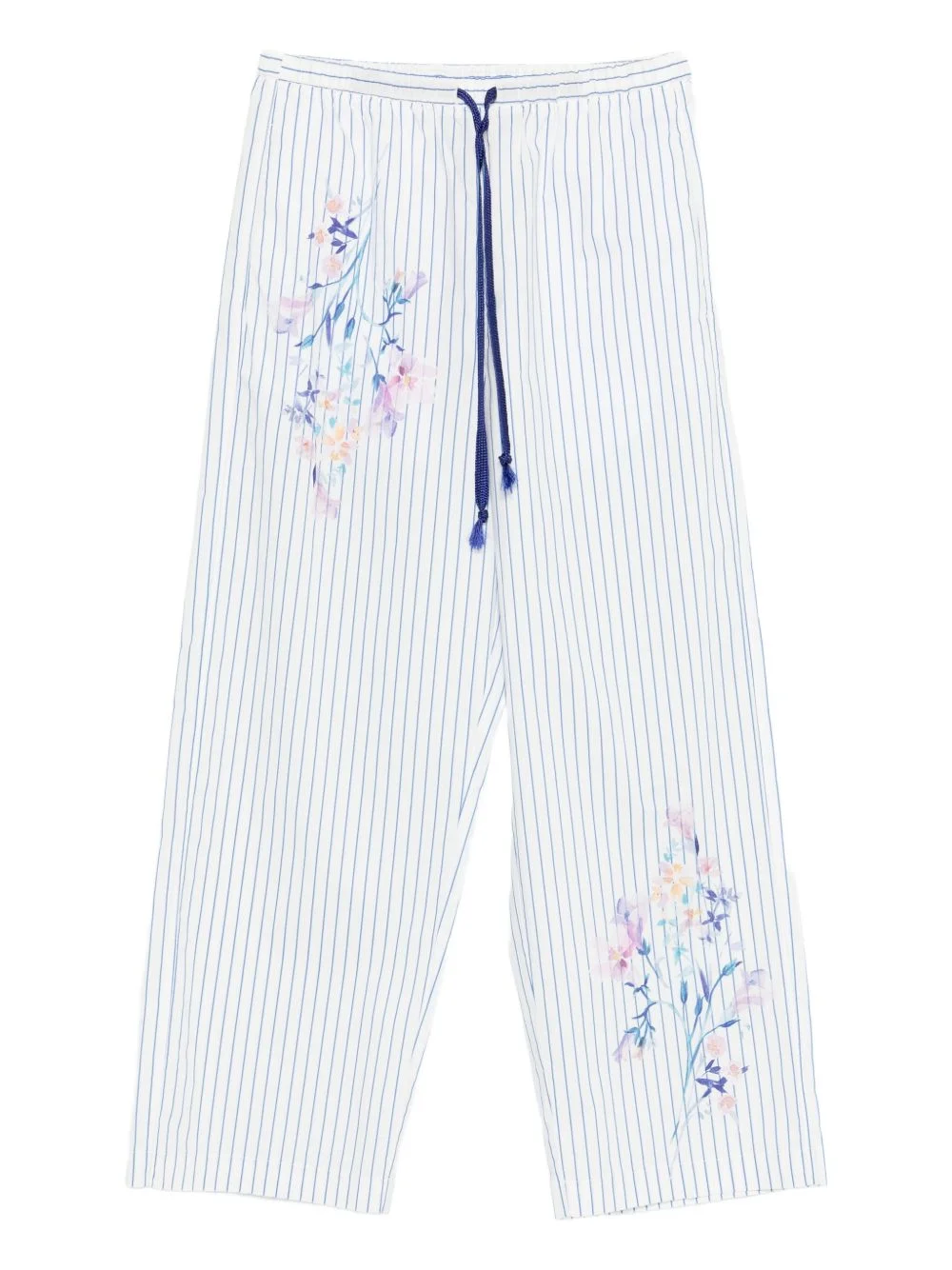 floral striped trousers - 1