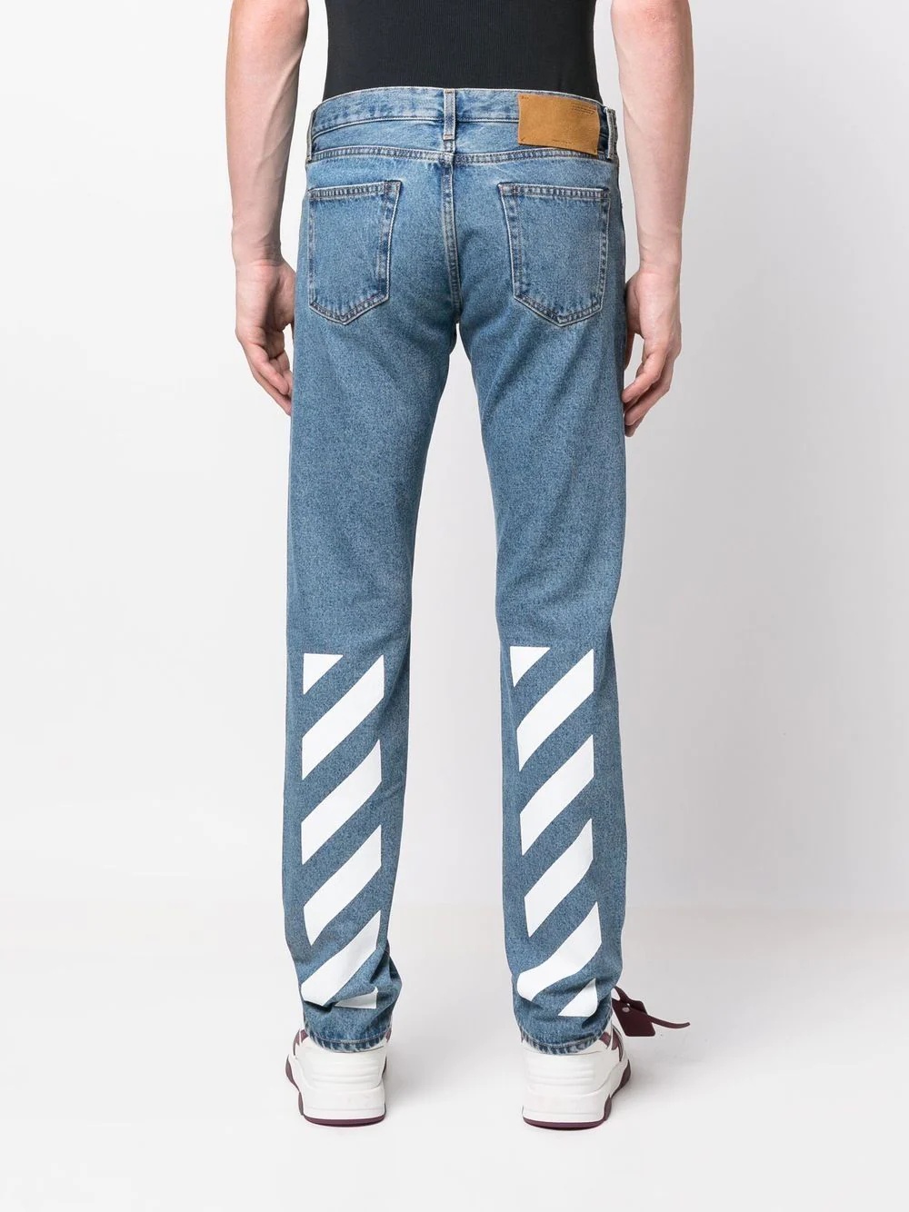 Diag-stripe print slim fit jeans - 4