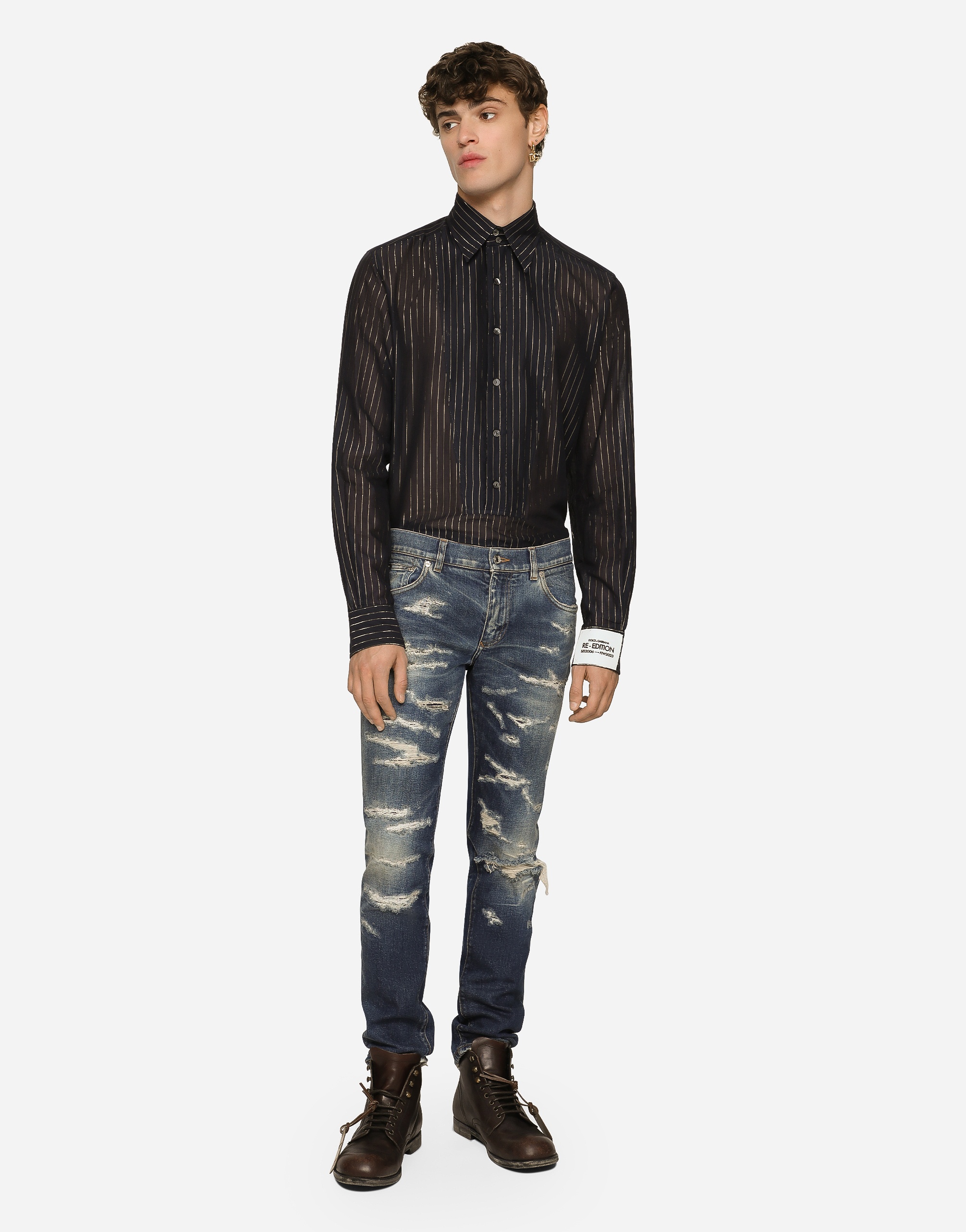 Skinny stretch denim jeans with abrasion details - 2