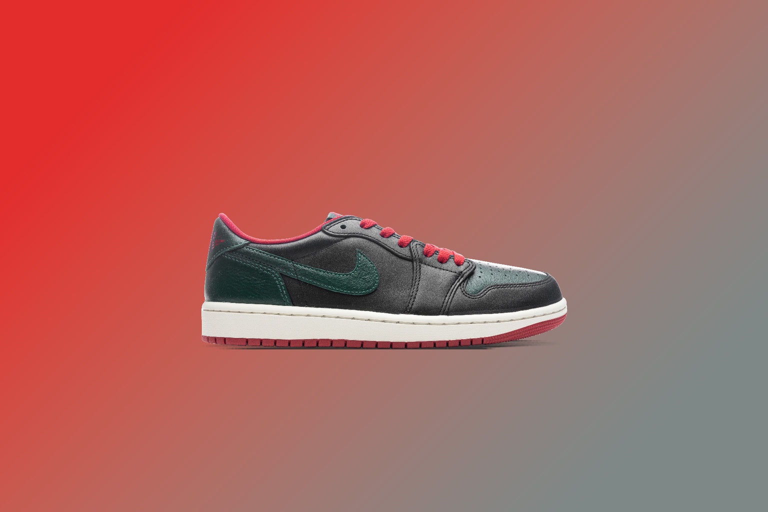 AIR JORDAN 1 LOW OG WOMEN'S - BLACK/GORGE GREEN/VARSITY RED - 5