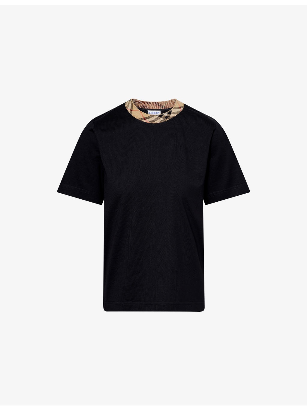 Boxy-Fit Check-Collar Cotton-Jersey T-shirt - 1