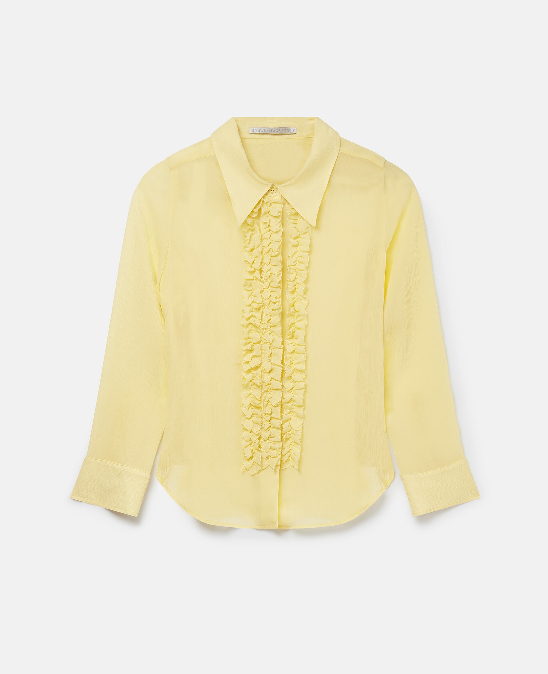 Stella McCartney Sheer Ruffled Silk Tuxedo Shirt | REVERSIBLE