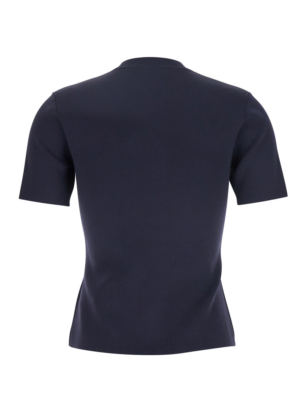 Max Mara Women Blue Crewneck T-Shirt With Tonal Logo Lettering On The Front In Viscose Blend Woman - 2