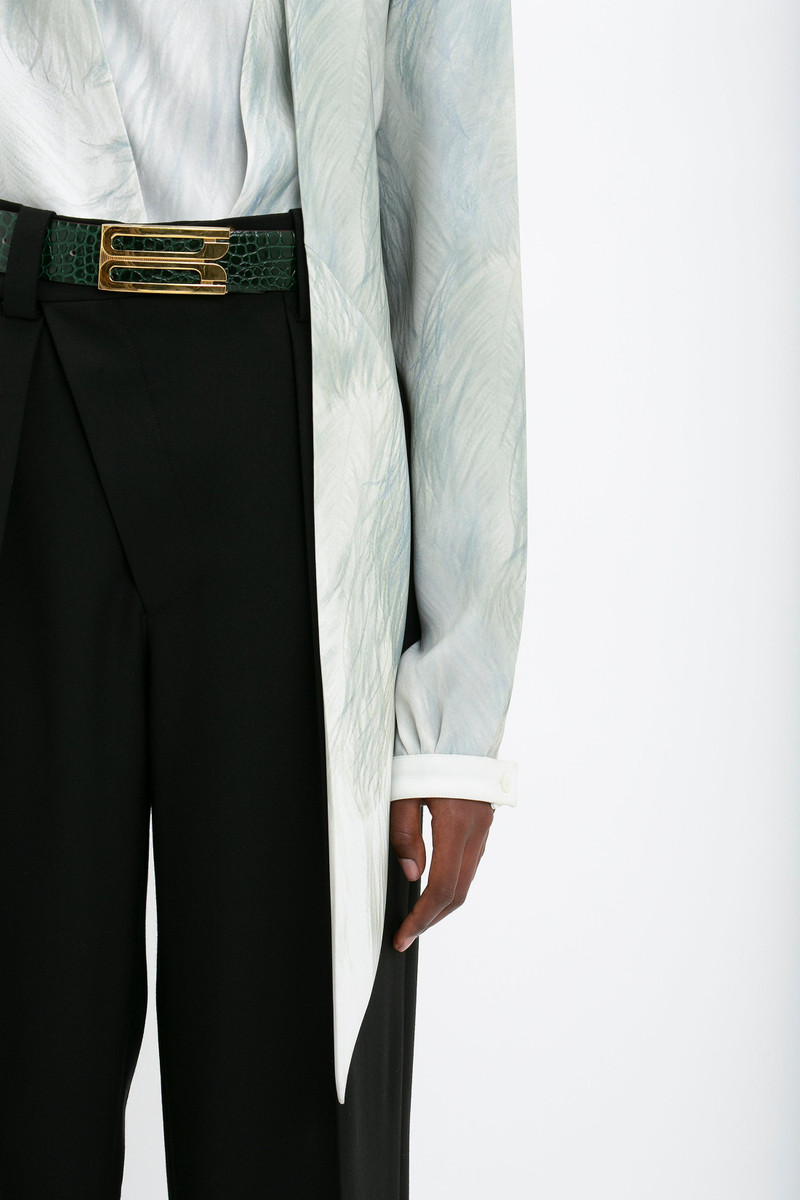 Jumbo Frame Belt In Dark Forest Croc-Effect Leather 4