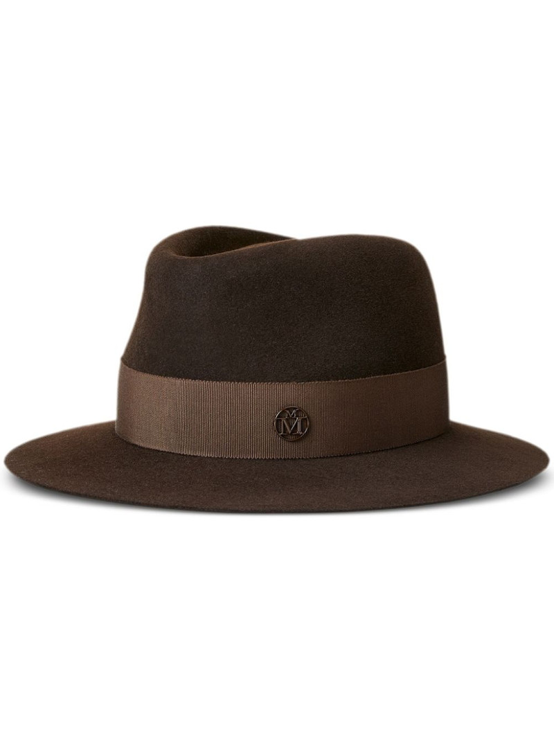 Andre logo plaque-detail wool fedora 1