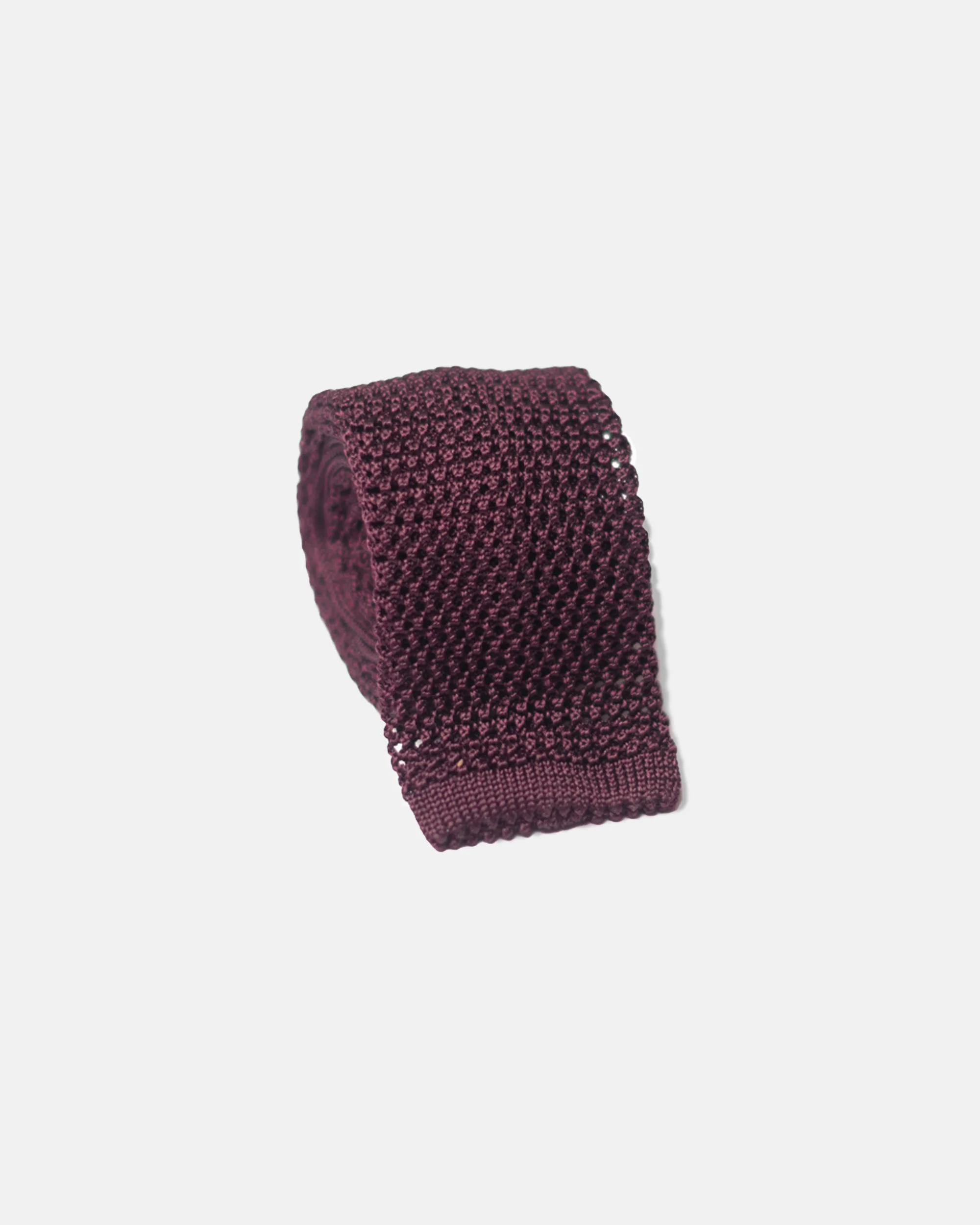 MADE-IN-ITALY BURGUNDY SILK KNIT TIE - 1