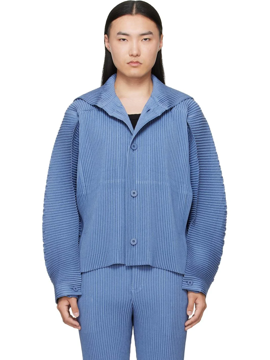 Blue Linen Like Jacket - 1
