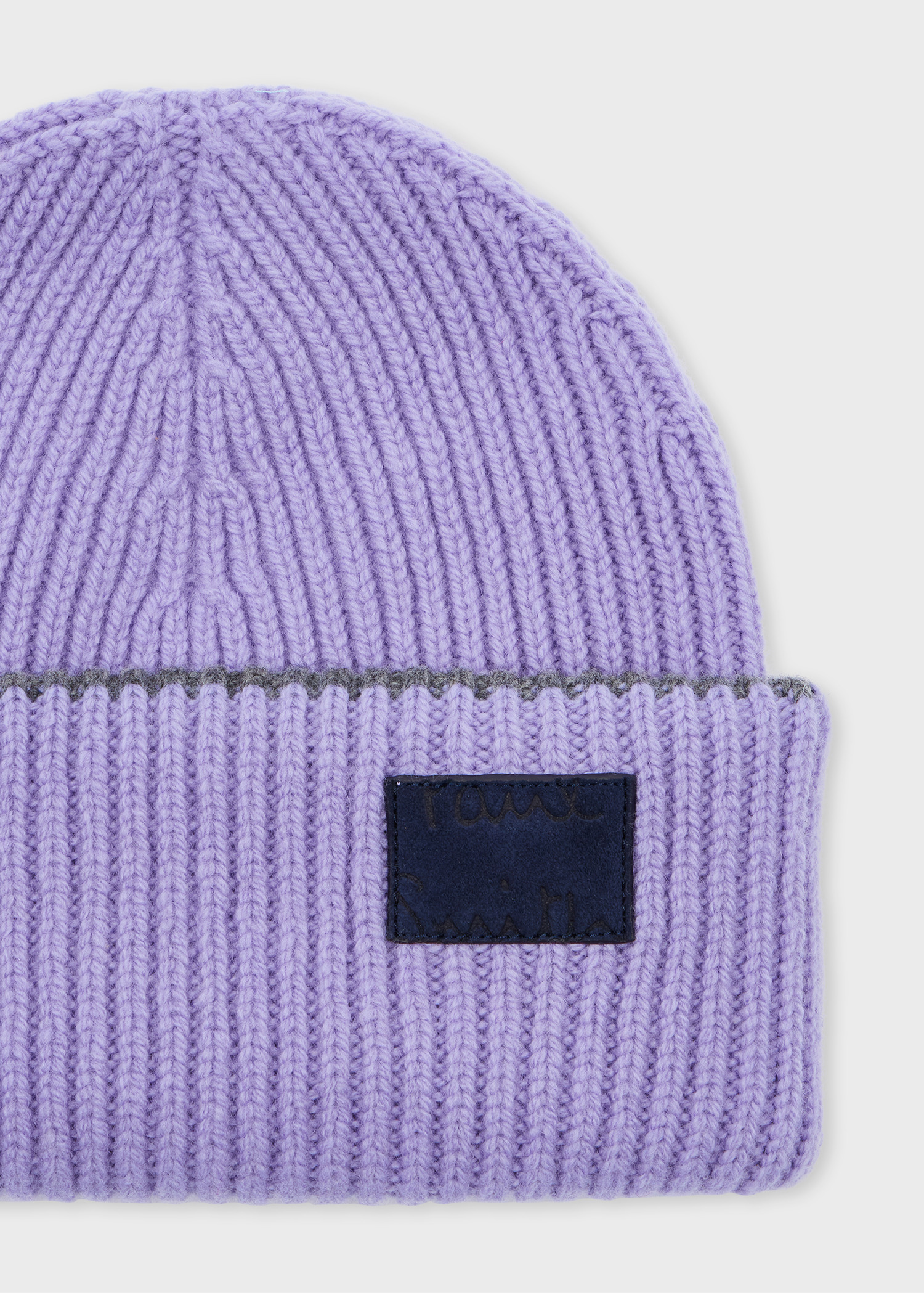 Women's Lilac Lambswool Ribbed Beanie - 2