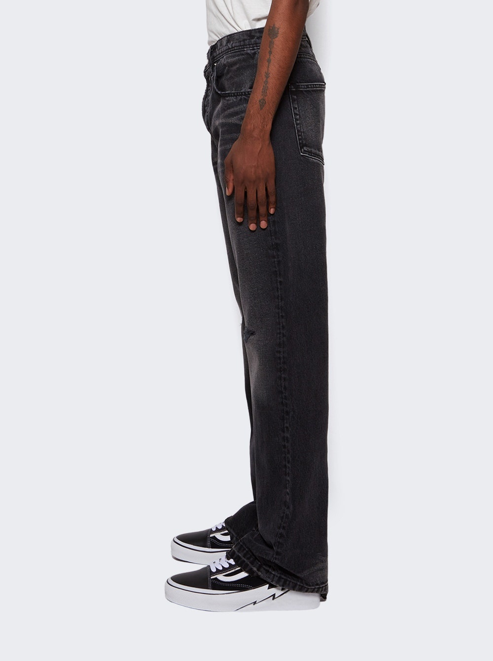 Burnt Flare Jeans Washed Black - 4