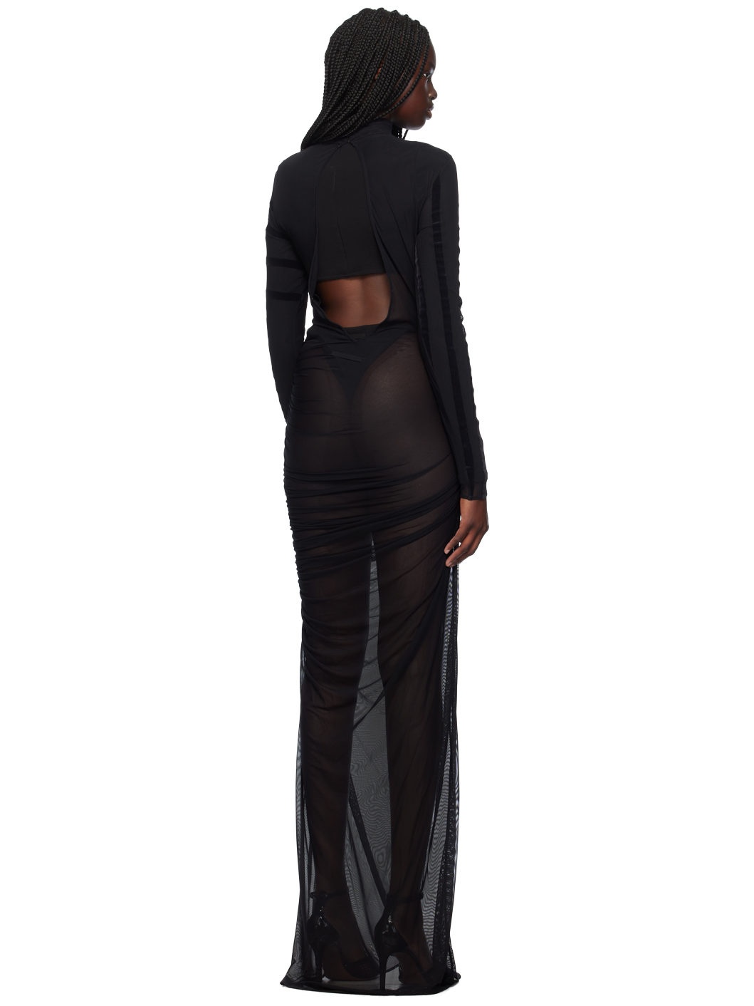 Black 'The Striped Flocked' Maxi Dress - 3
