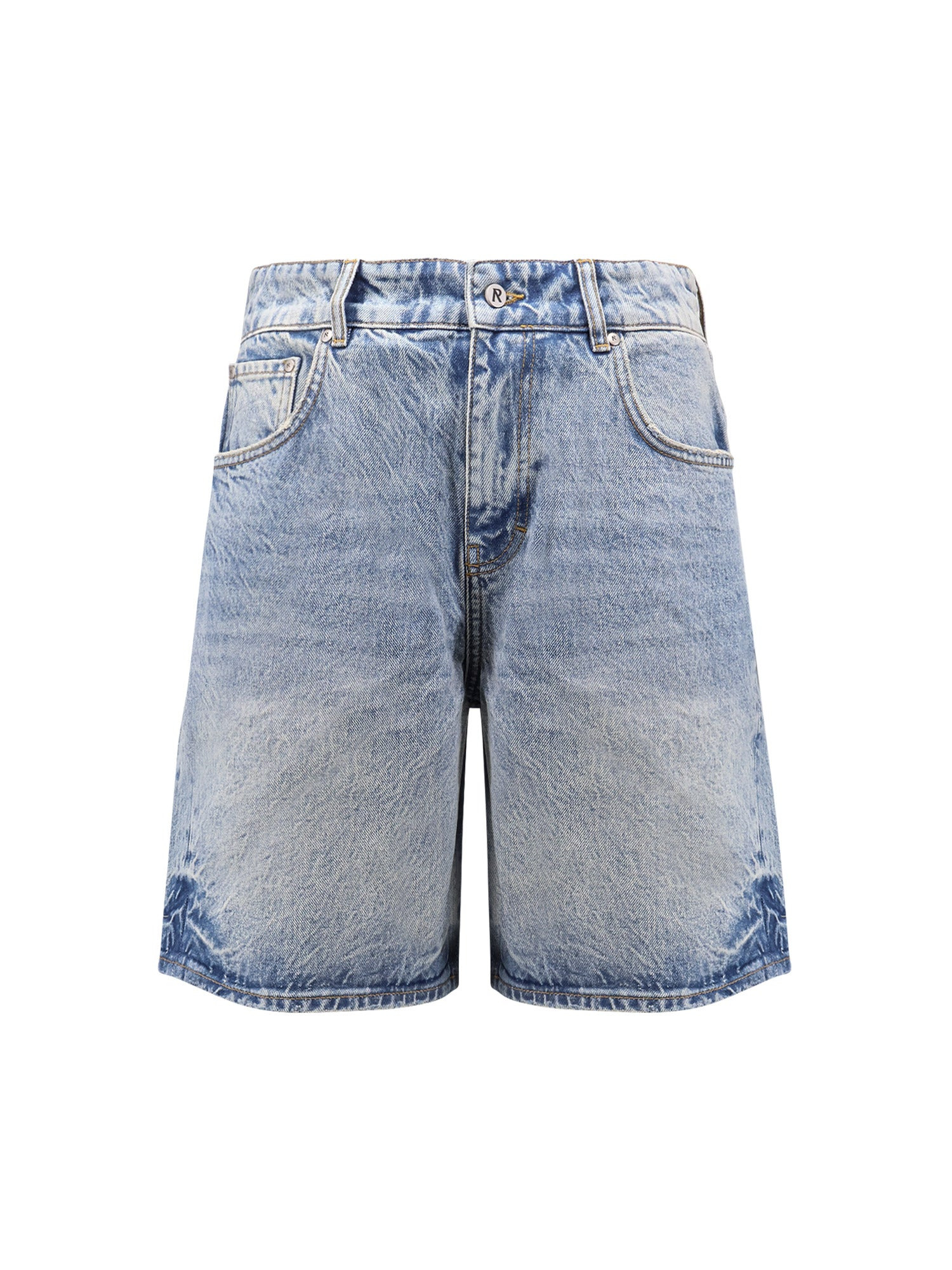 Tailored Stone-Washed Denim Bermuda Shorts - 1