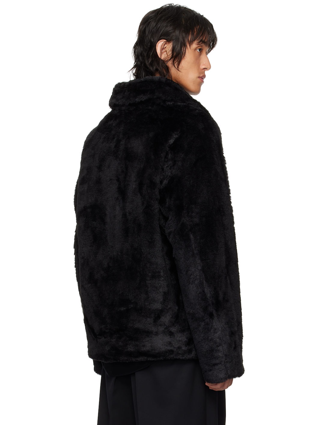 Black Acrylic Faux-Fur Jacket - 3