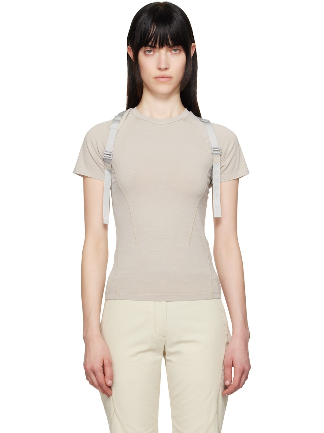 Beige Dyed Backstrap T-shirt - 1