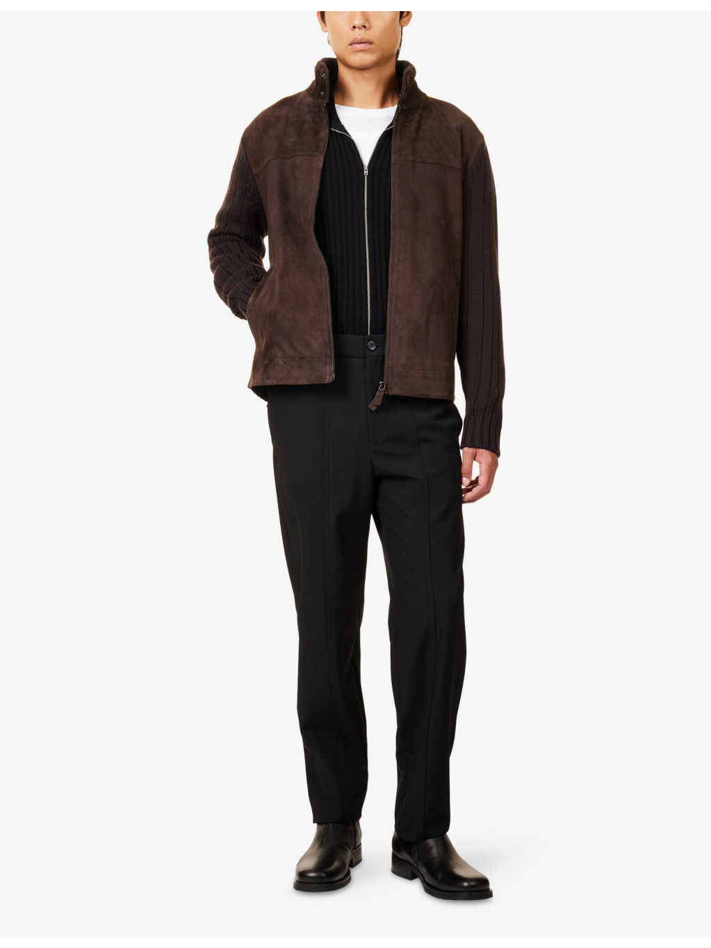 Blouson Knitted Suede and Wool-Blend Jacket - 2