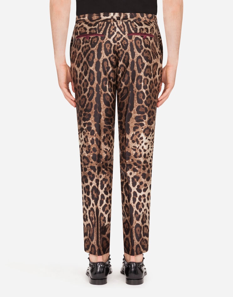 Silk mikado pants with leopard print - 2