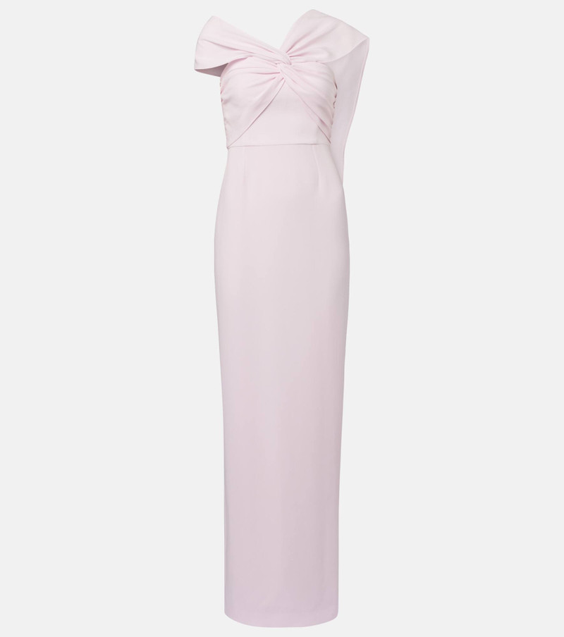 Scarf-detail asymmetric cady gown 1