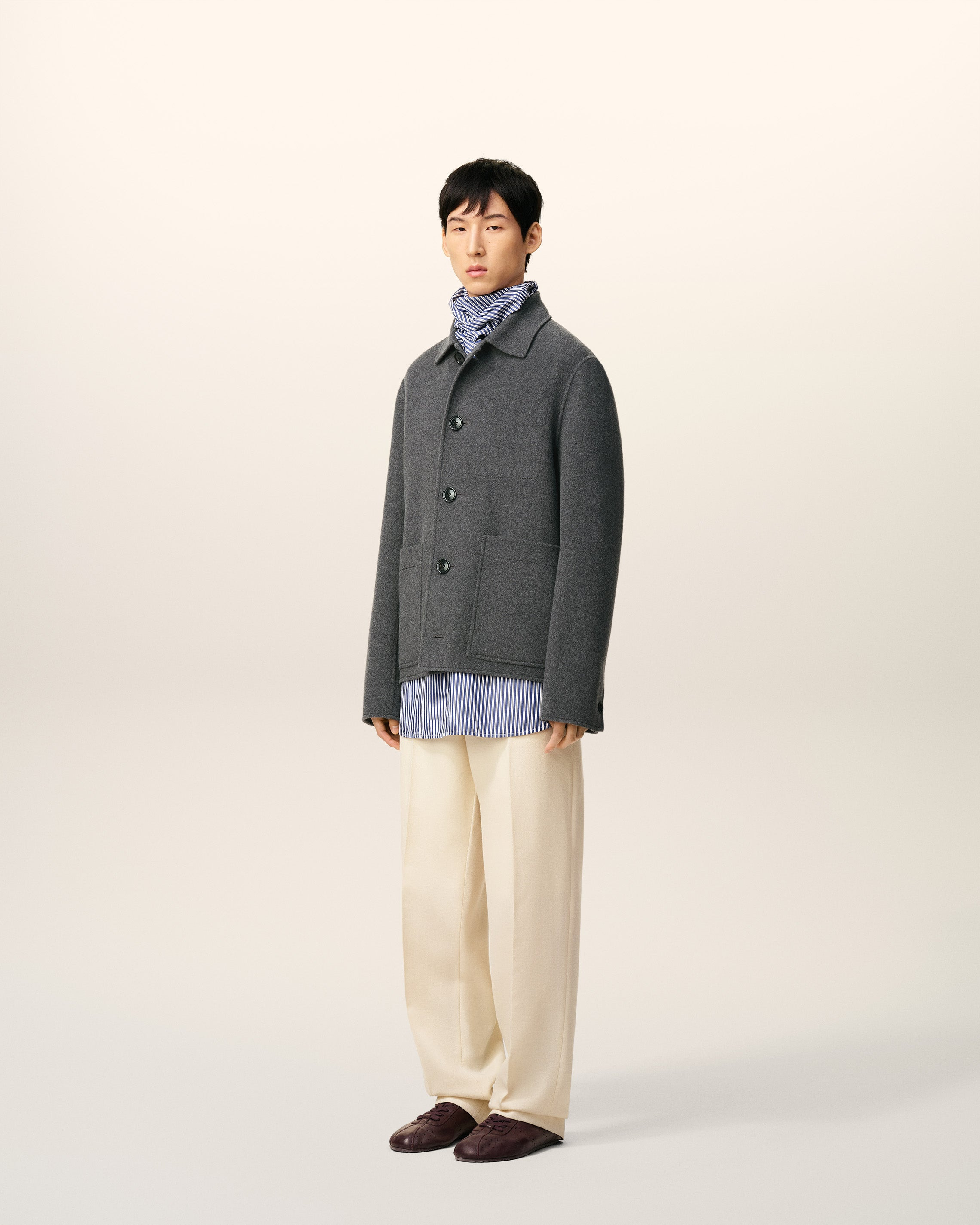 GREY WOOL BOXY BUTTONED JACKET - 6