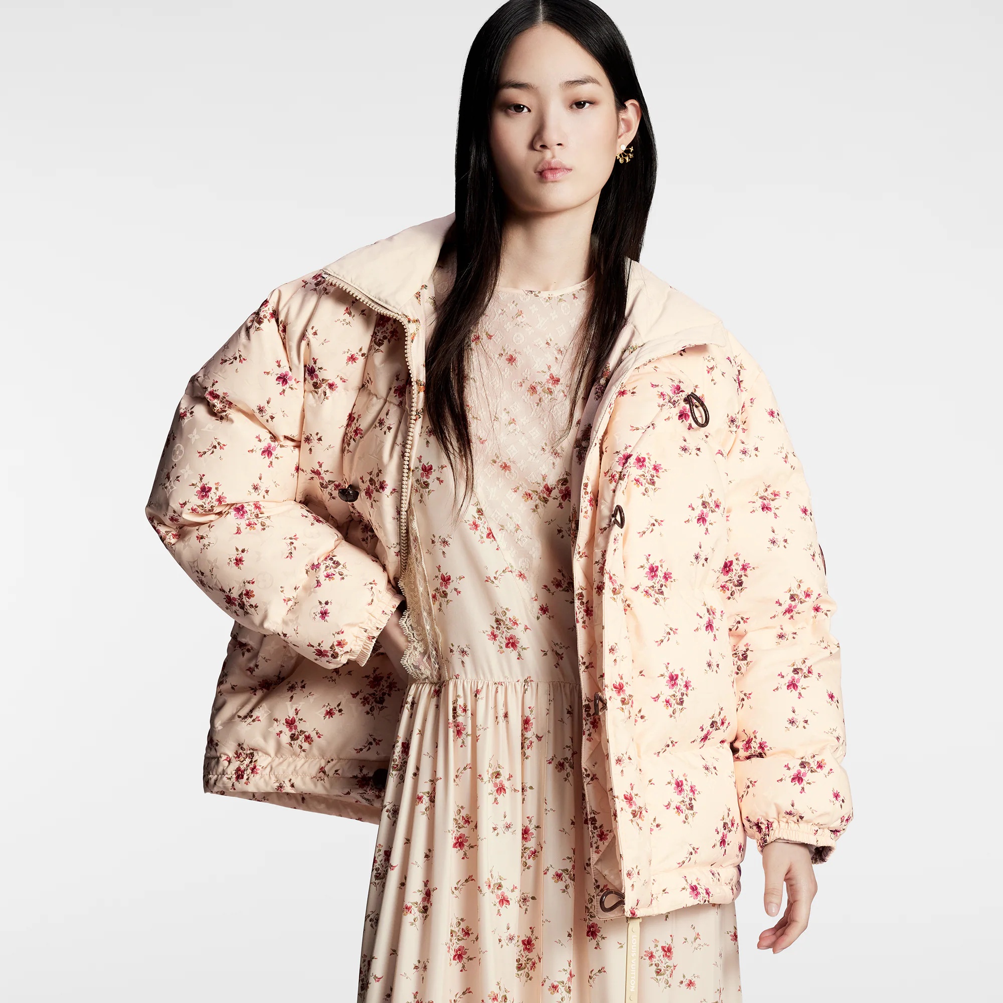 Floral Print Long Puffer Jacket - 5