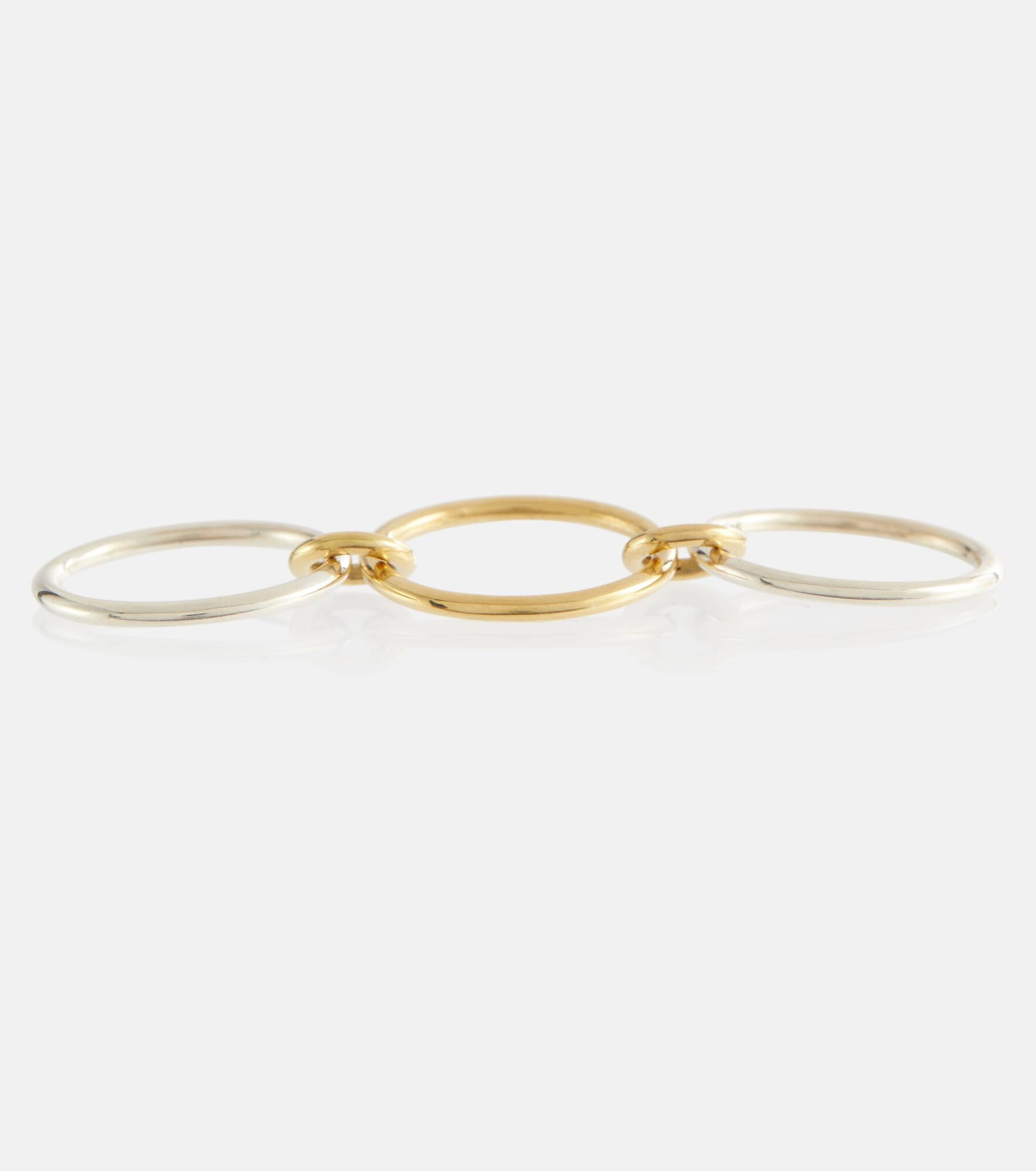 Solarium 18kt yellow gold and sterling silver linked rings - 4