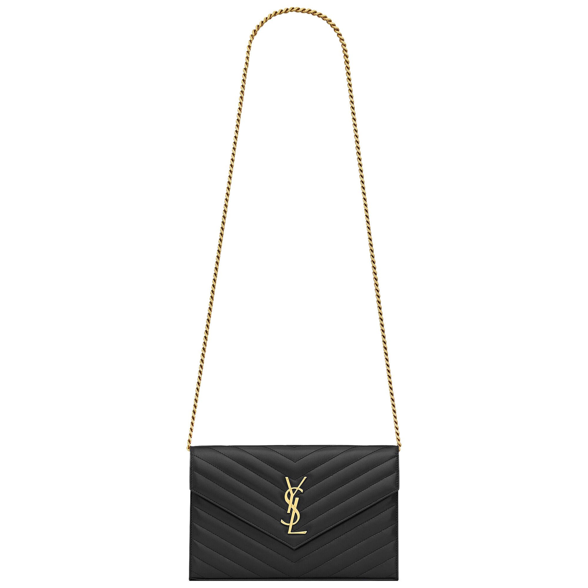 Saint Laurent Cassandre Chain Wallet 'Noir' - 1