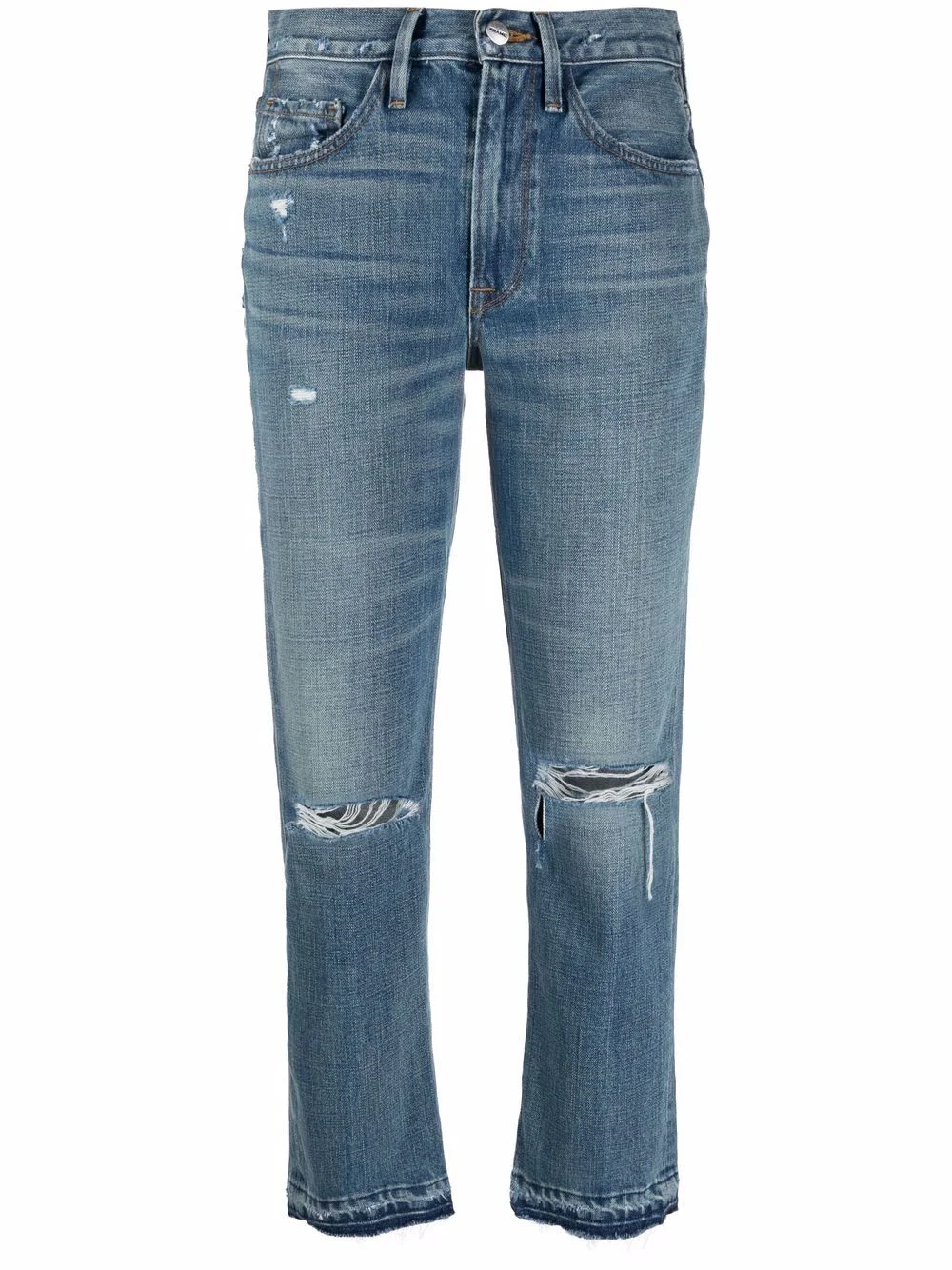 distressed mid-rise cropped jeans - 1