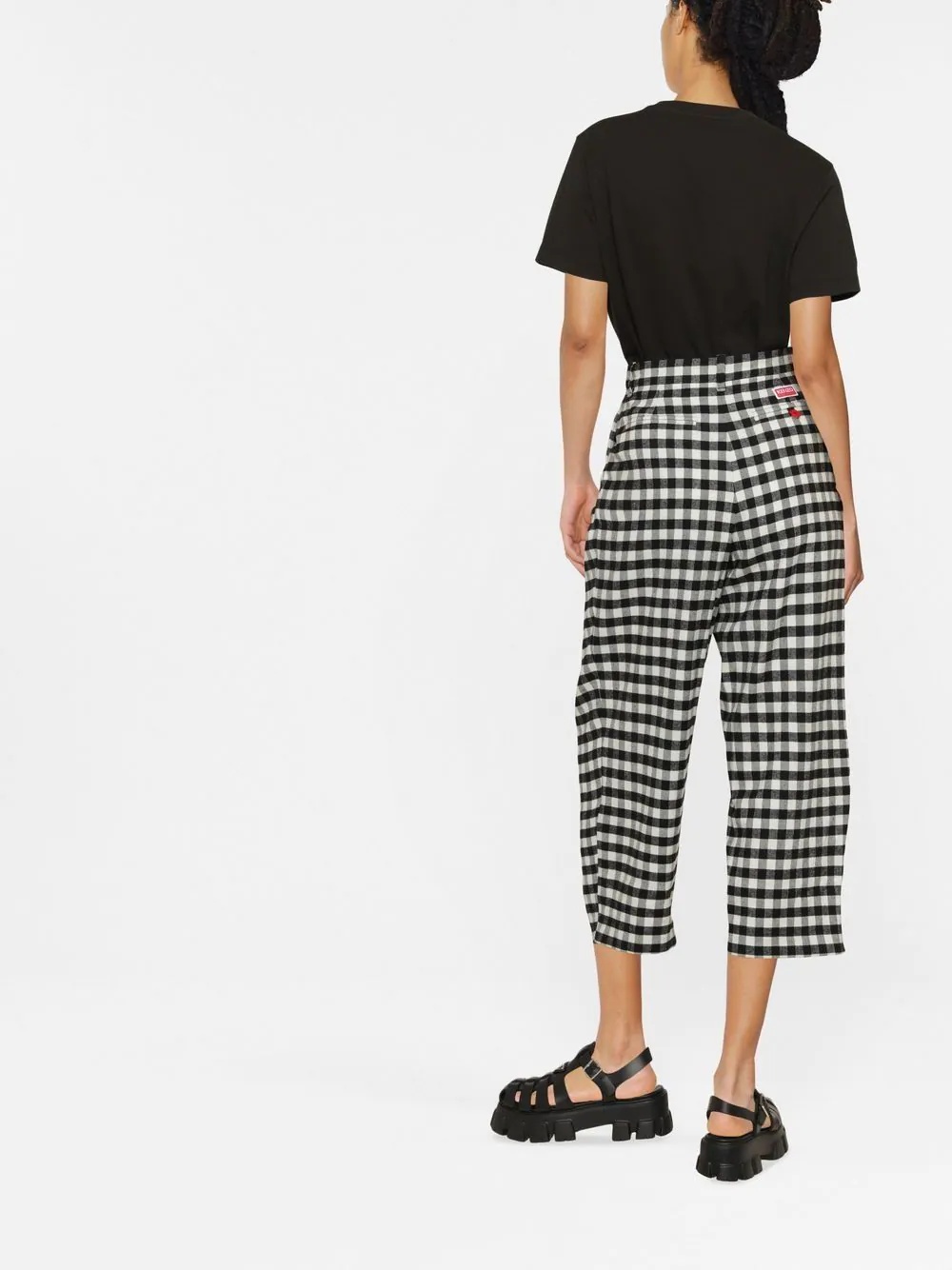 checkerboard-print culotte-length trousers - 3