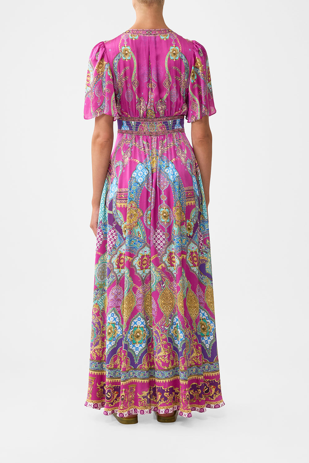 SHAPED WAISTBAND DRESS WITH FLUTTER SLEEVES - 3
