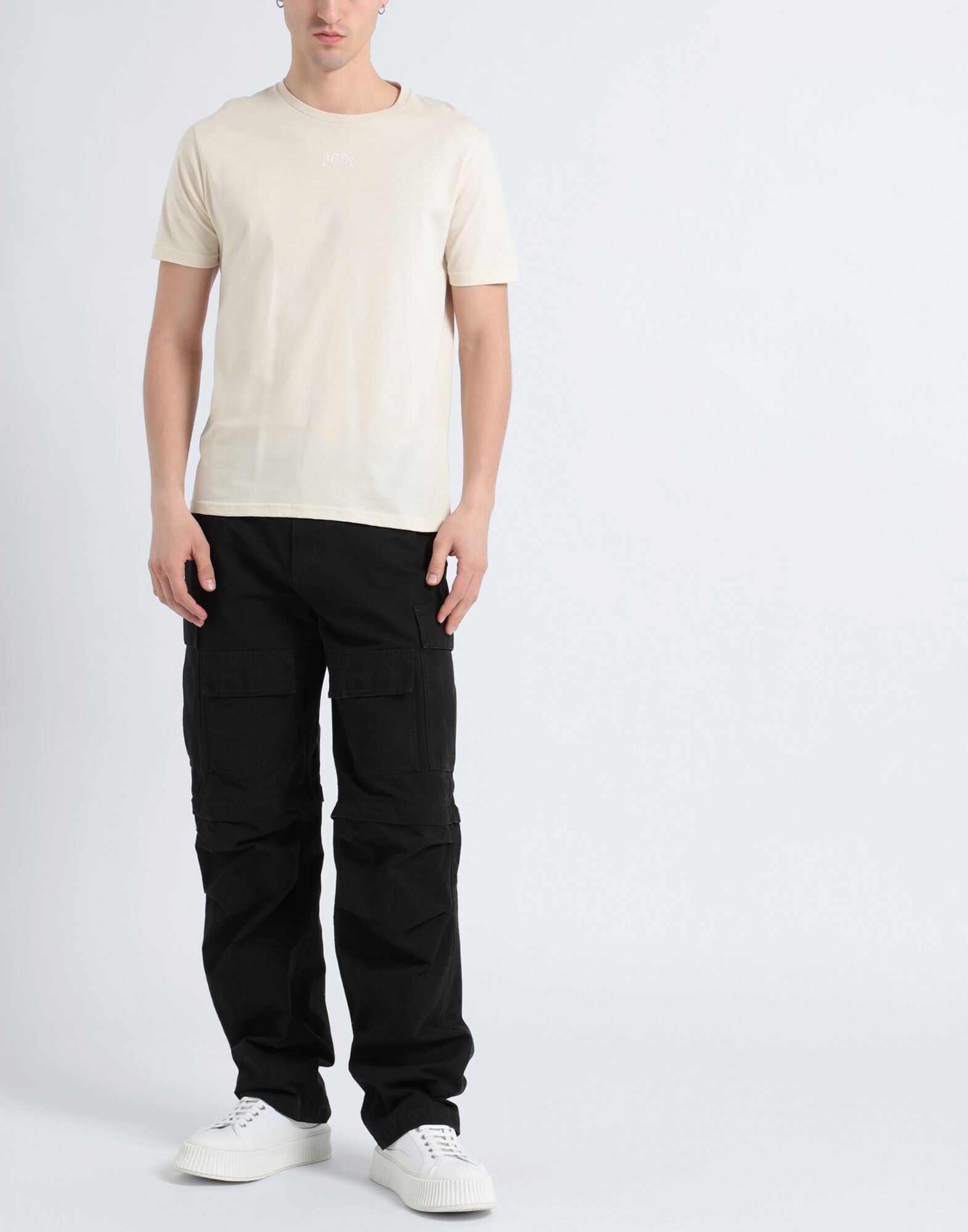 Beige Men's Basic T-shirt - 2