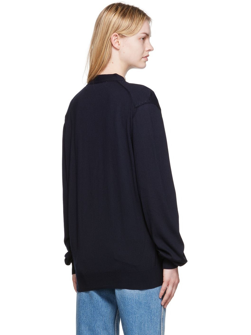 Navy & Red Small Heart Patch Cardigan - 3