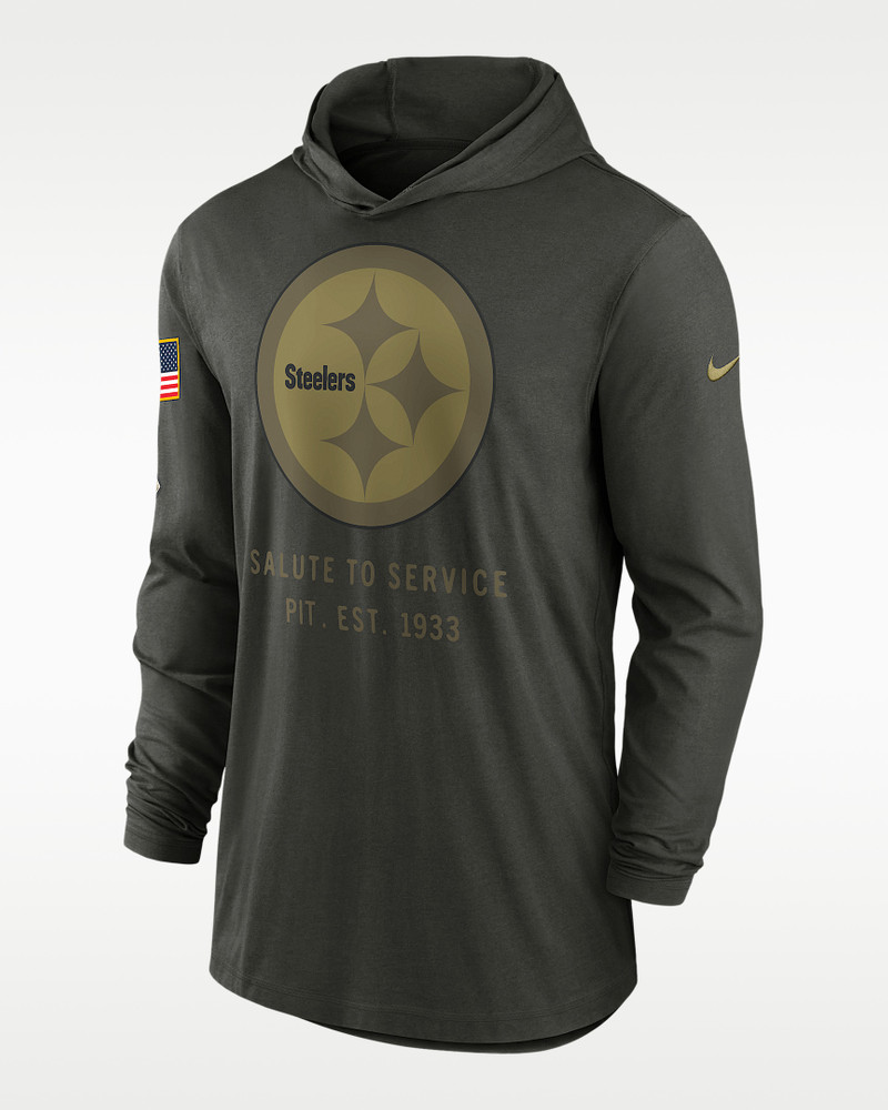 Pittsburgh Steelers Salute to Service Sideline Men’s Nike Dri-FIT NFL Long-Sleeve Hooded Top 1