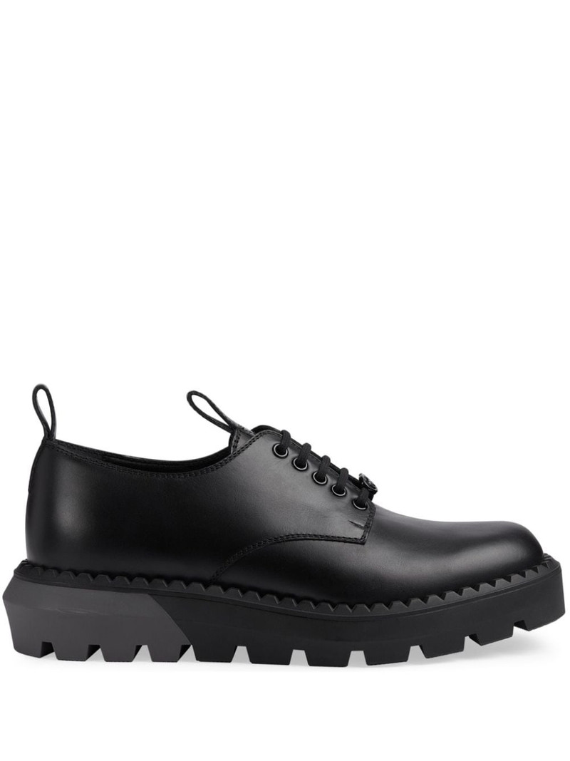 Interlocking G logo-plaque leather shoes - 1