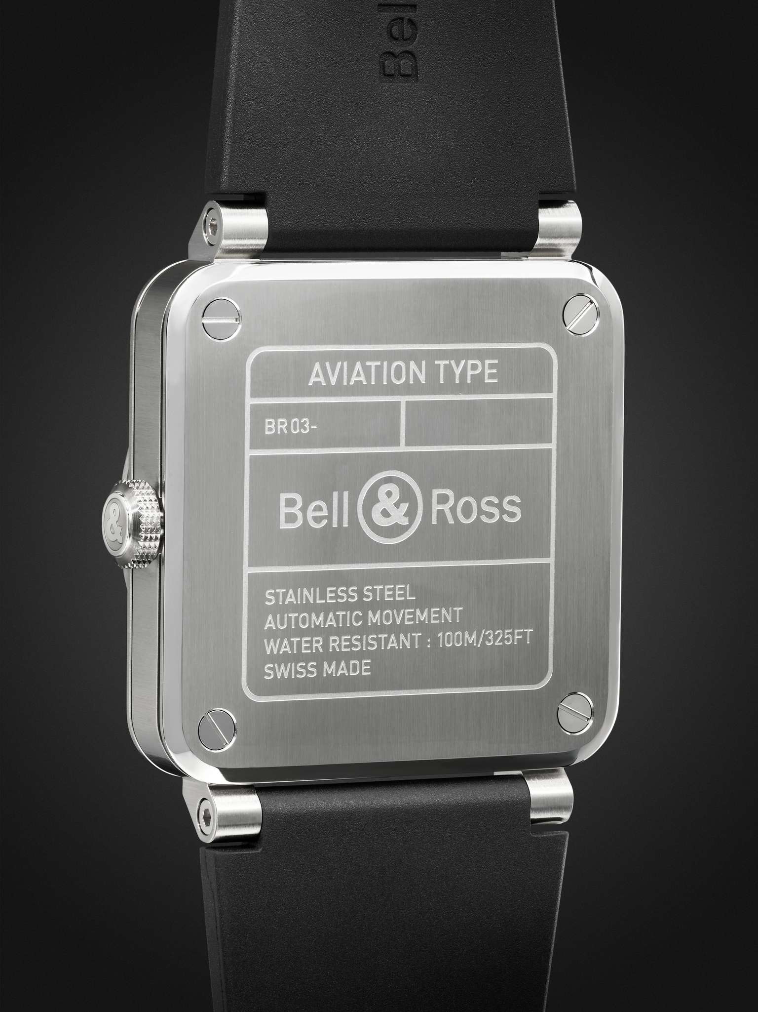BR 03 Automatic 41mm Stainless Steel and Rubber Watch, Ref. No. BR03A-BL-ST/SRB - 4