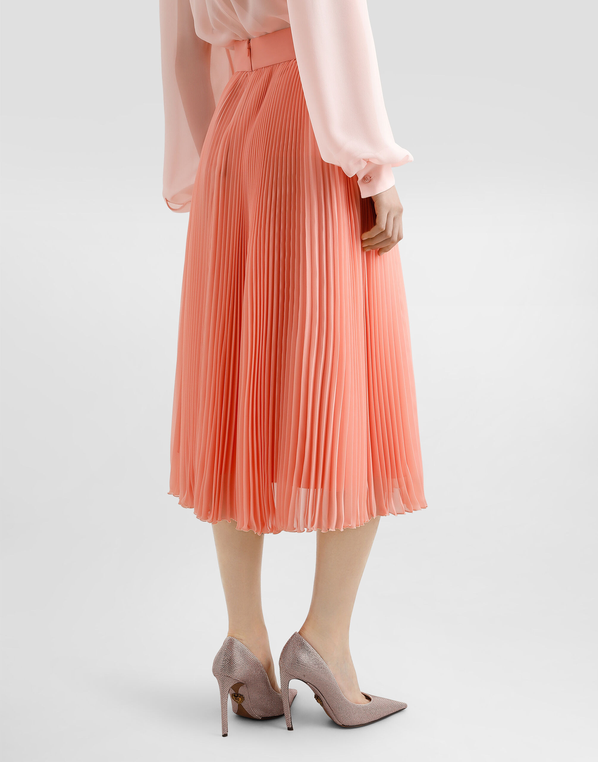 Long pleated chiffon skirt - 5
