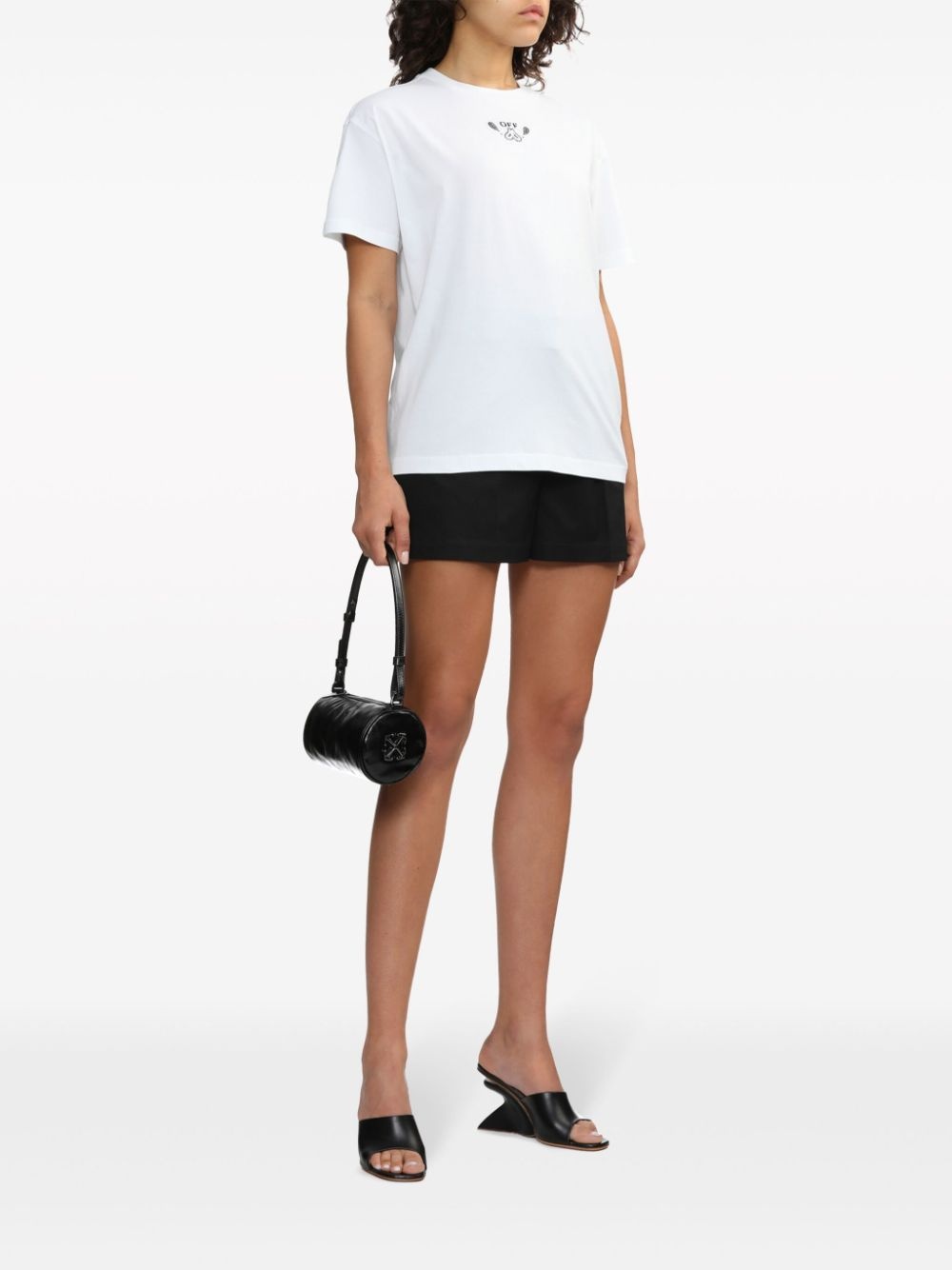 pressed-crease cotton mini shorts - 2