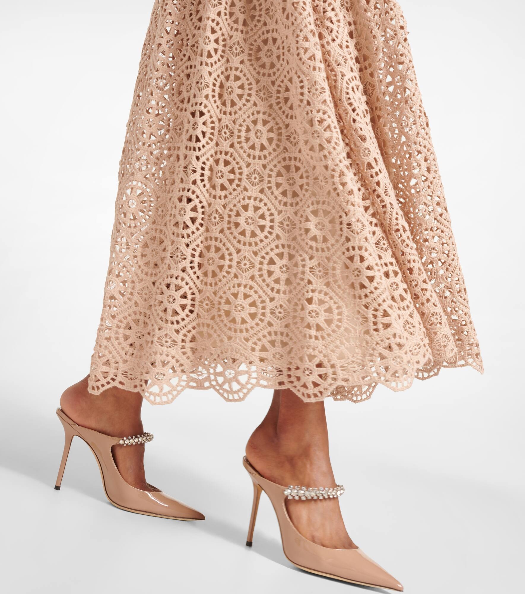 Macramé halterneck cotton-blend midi dress - 7