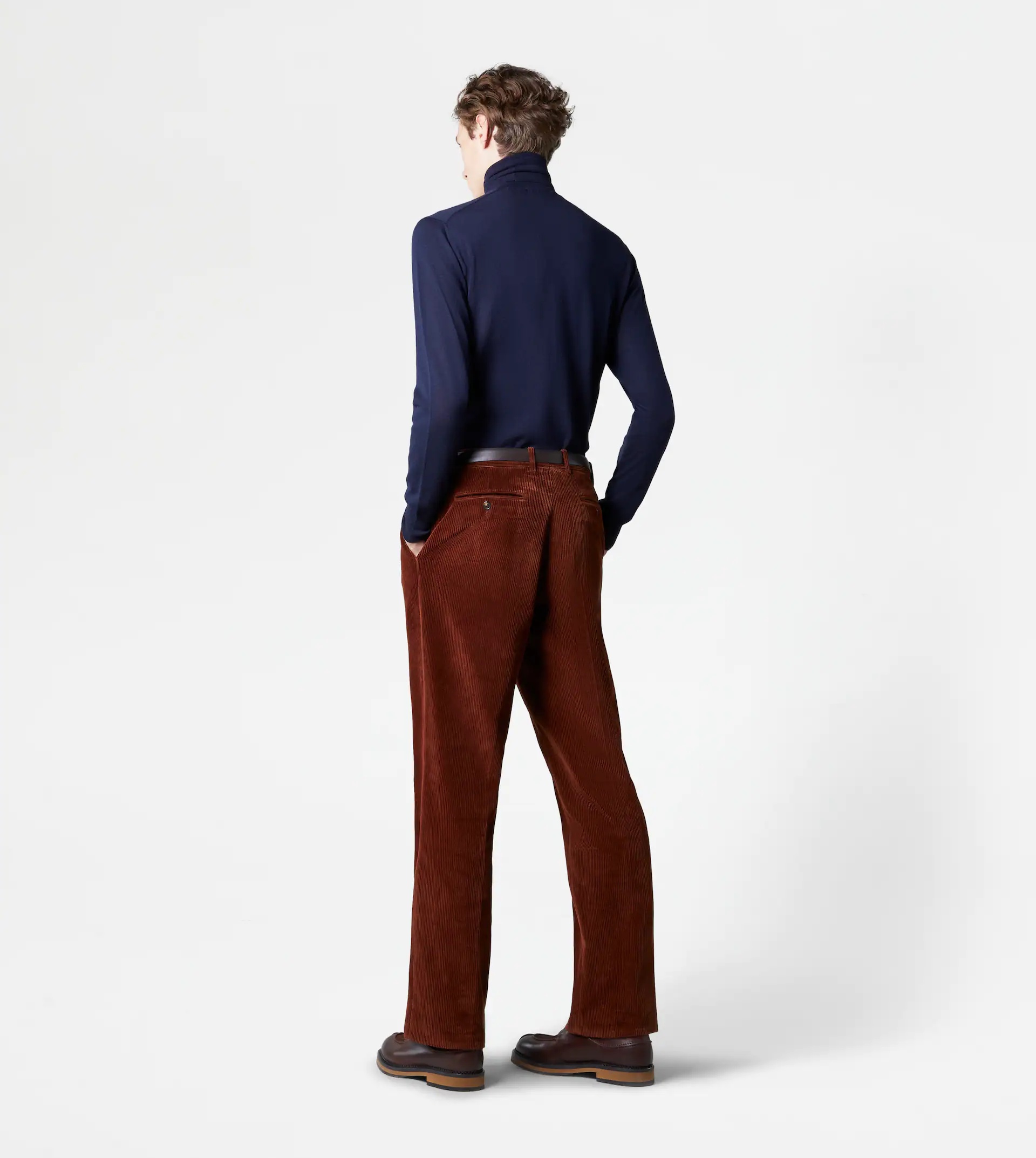 BAGGY TROUSERS IN VELVET - BROWN - 3