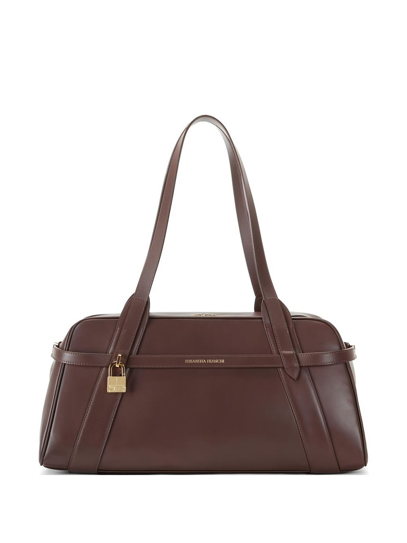 padlock-detail leather shoulder bag 1