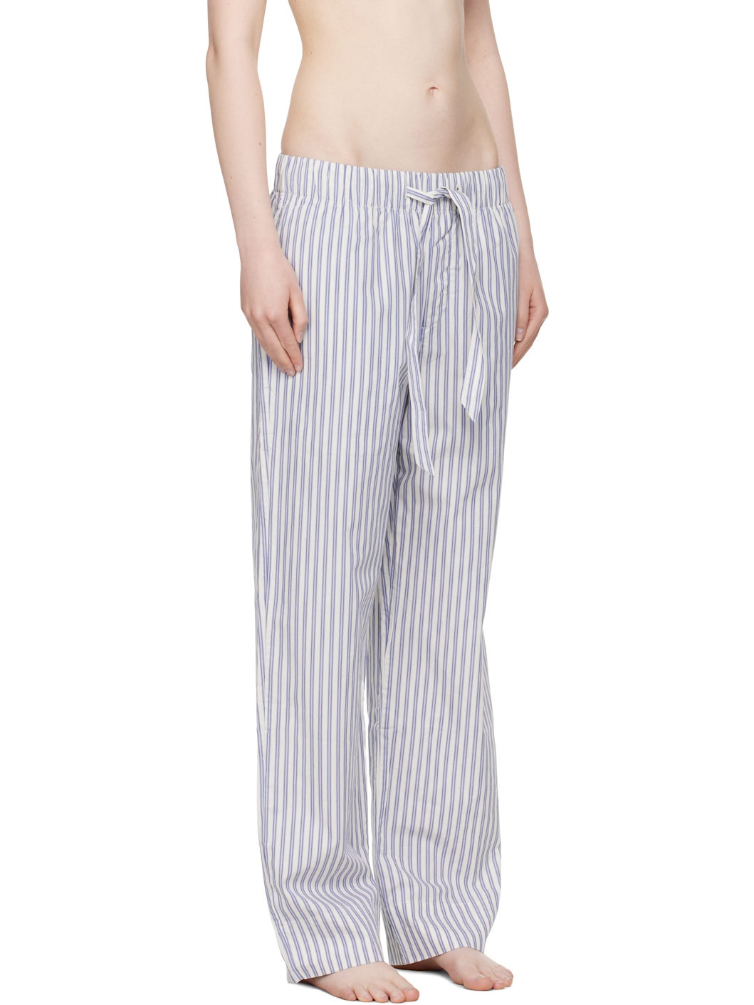 White & Blue Poplin Pyjama Pants - 2