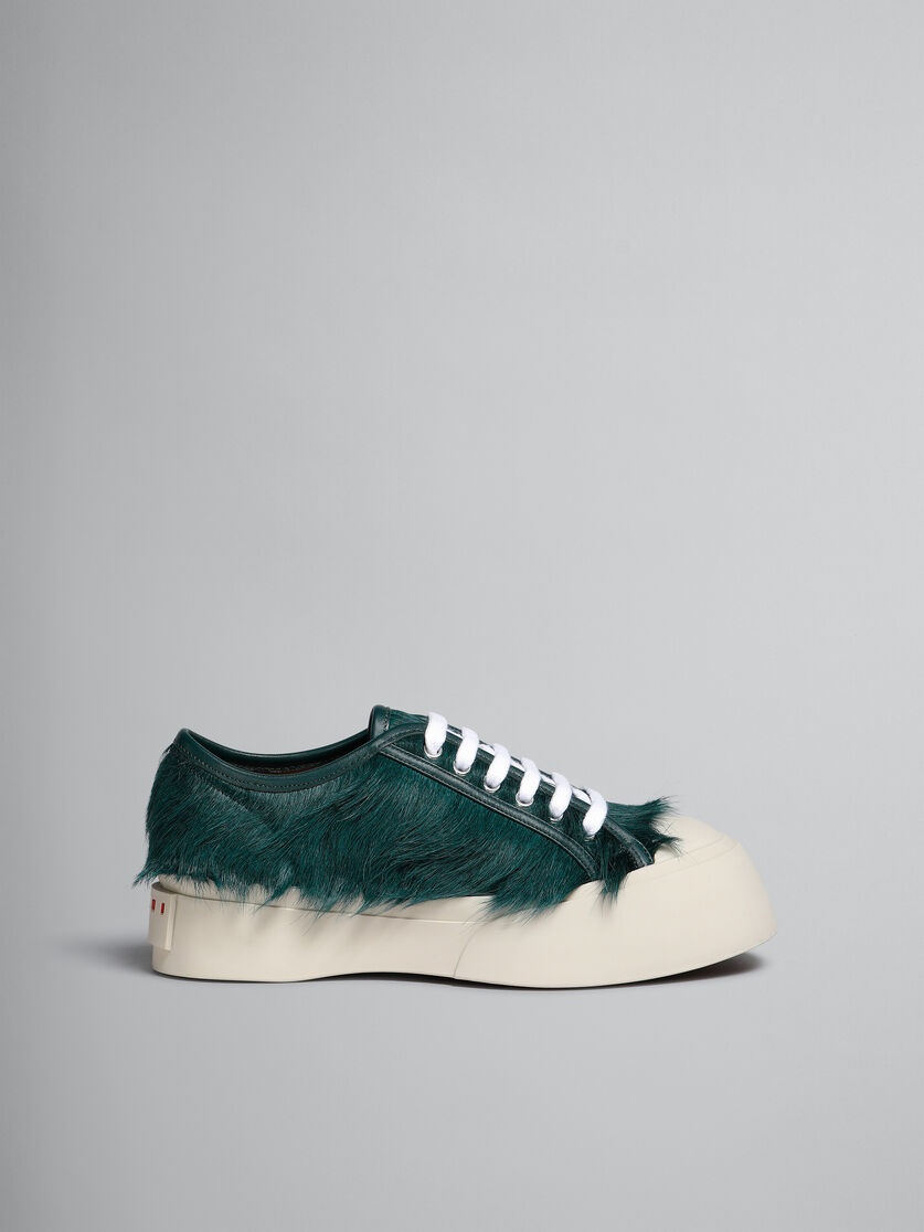 SEA GREEN LONG-HAIR CALFSKIN PABLO LACE-UP SNEAKER - 1