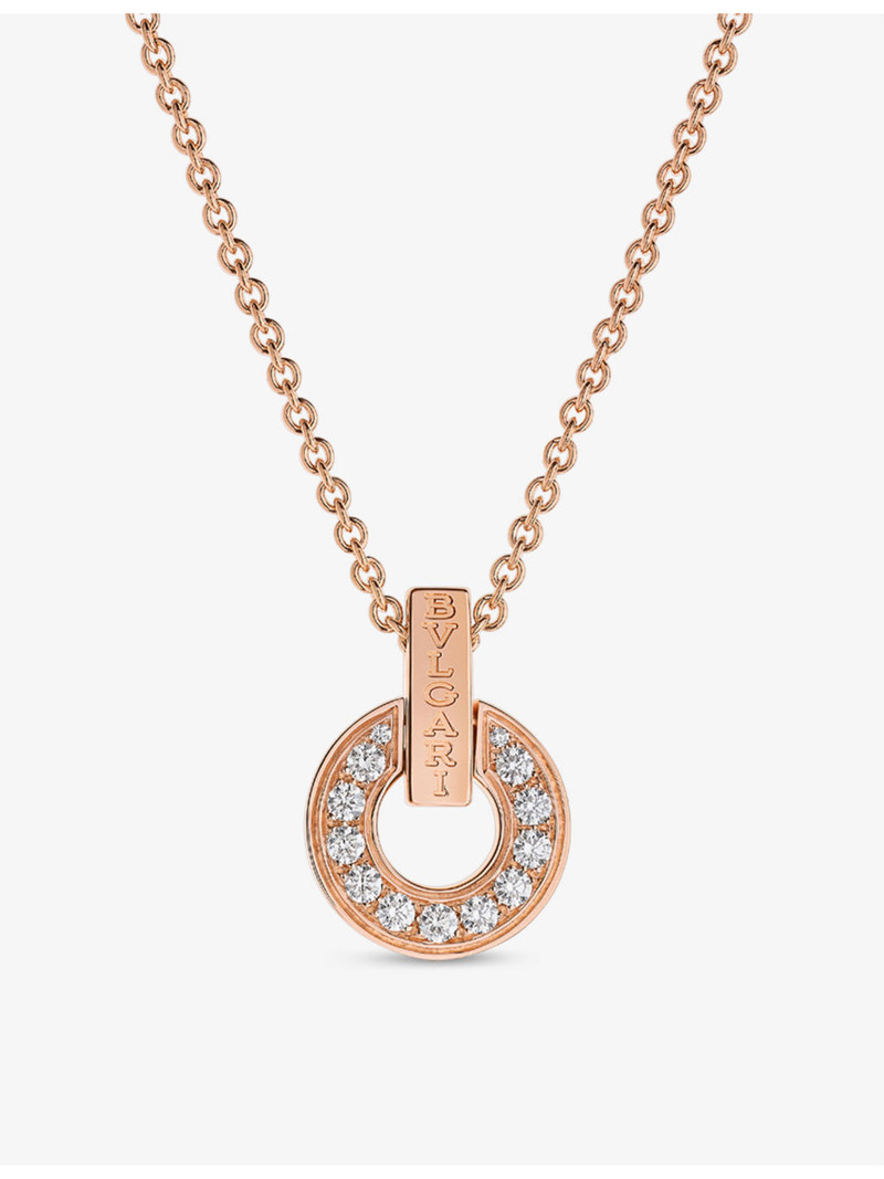 Bvlgari Bvlgari 18ct rose-gold and 0.37ct round brilliant-cut diamond pendant necklace 1