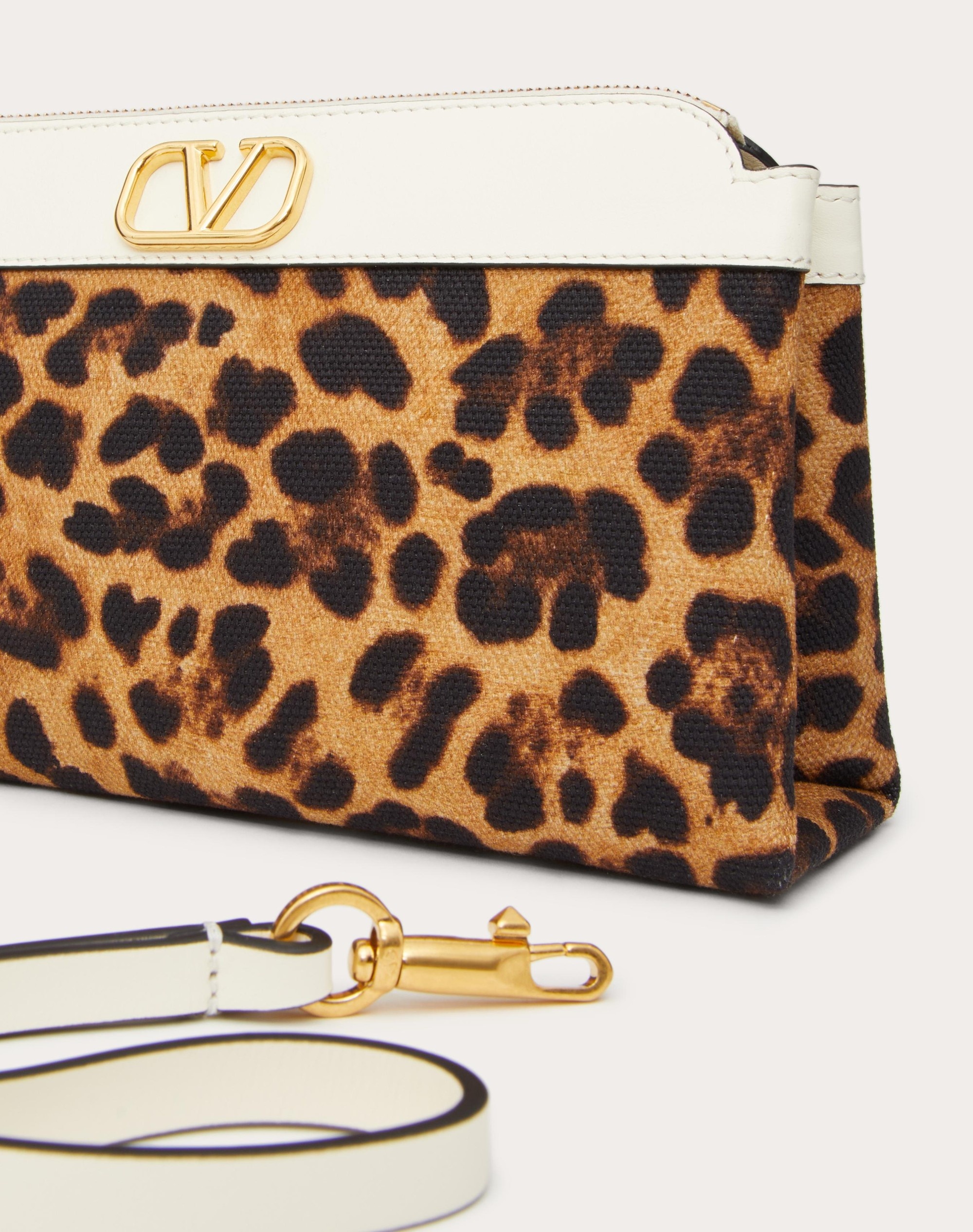 VALENTINO GARAVANI ESCAPE CLUTCH BAG IN CANVAS WITH ANIMALIER PRINT - 8