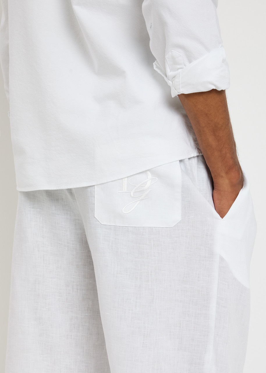 Dolce & Gabbana Logo-embroidered Linen Shorts - 5