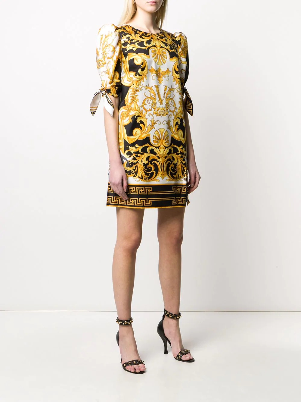 V Barocco print short dress - 3